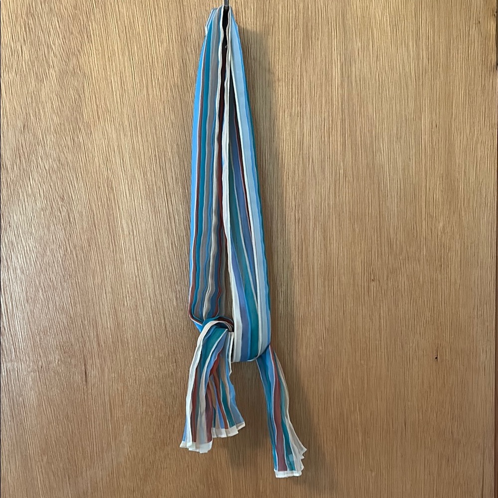 Vintage pleated Multicolor Striped Scarf